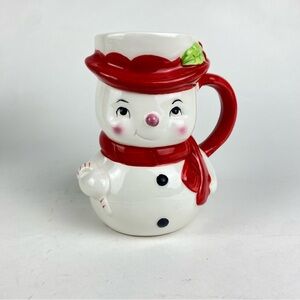 Global Design Snowman Mug with Red Accents